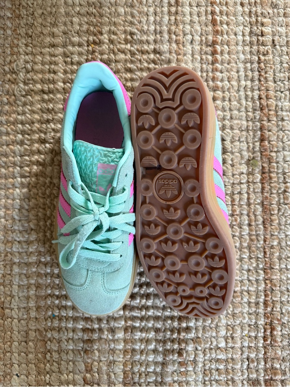 adidas Gazelle Bold Platform Sneakers IH0372 Mint Green Pink Gum Sole Size 5 - Picture 4 of 5